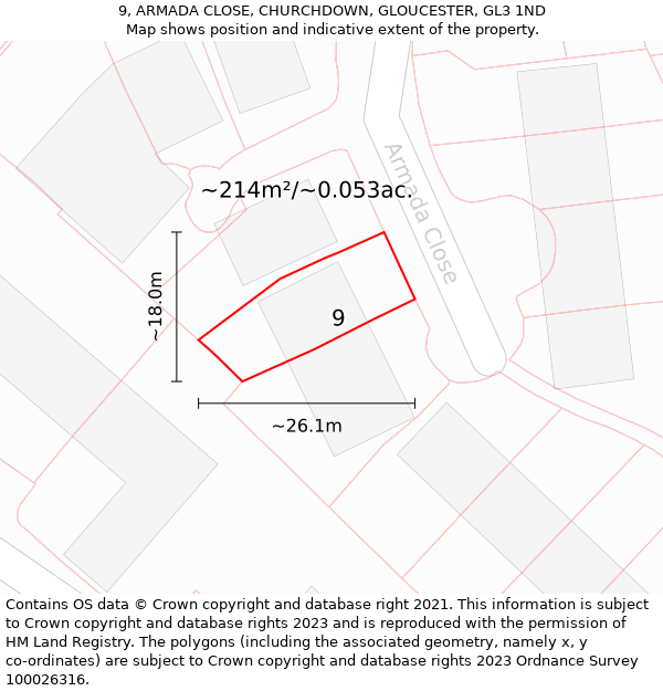 9, ARMADA CLOSE, CHURCHDOWN, GLOUCESTER, GL3 1ND: Plot and title map