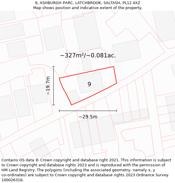 9, ASHBURGH PARC, LATCHBROOK, SALTASH, PL12 4XZ: Plot and title map