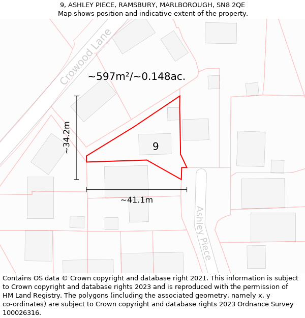 9, ASHLEY PIECE, RAMSBURY, MARLBOROUGH, SN8 2QE: Plot and title map