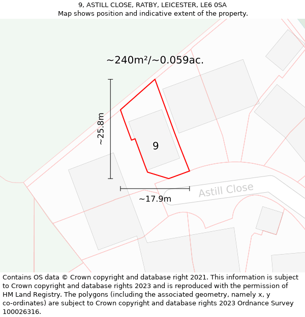 9, ASTILL CLOSE, RATBY, LEICESTER, LE6 0SA: Plot and title map