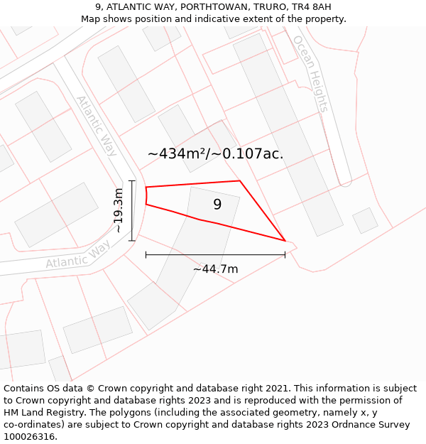 9, ATLANTIC WAY, PORTHTOWAN, TRURO, TR4 8AH: Plot and title map