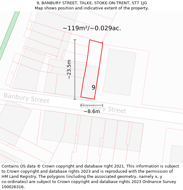 9, BANBURY STREET, TALKE, STOKE-ON-TRENT, ST7 1JG: Plot and title map