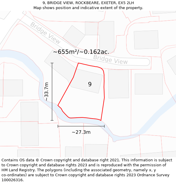 9, BRIDGE VIEW, ROCKBEARE, EXETER, EX5 2LH: Plot and title map