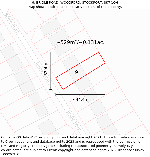 9, BRIDLE ROAD, WOODFORD, STOCKPORT, SK7 1QH: Plot and title map