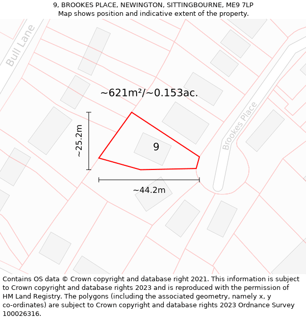 9, BROOKES PLACE, NEWINGTON, SITTINGBOURNE, ME9 7LP: Plot and title map