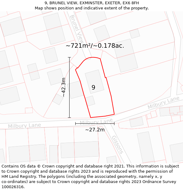 9, BRUNEL VIEW, EXMINSTER, EXETER, EX6 8FH: Plot and title map