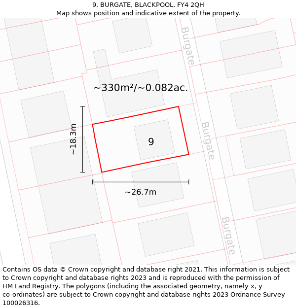 9, BURGATE, BLACKPOOL, FY4 2QH: Plot and title map