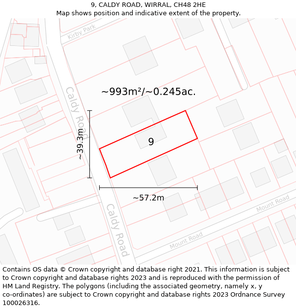 9, CALDY ROAD, WIRRAL, CH48 2HE: Plot and title map