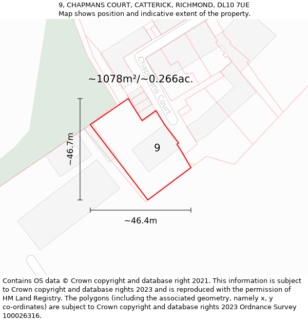 9, CHAPMANS COURT, CATTERICK, RICHMOND, DL10 7UE: Plot and title map