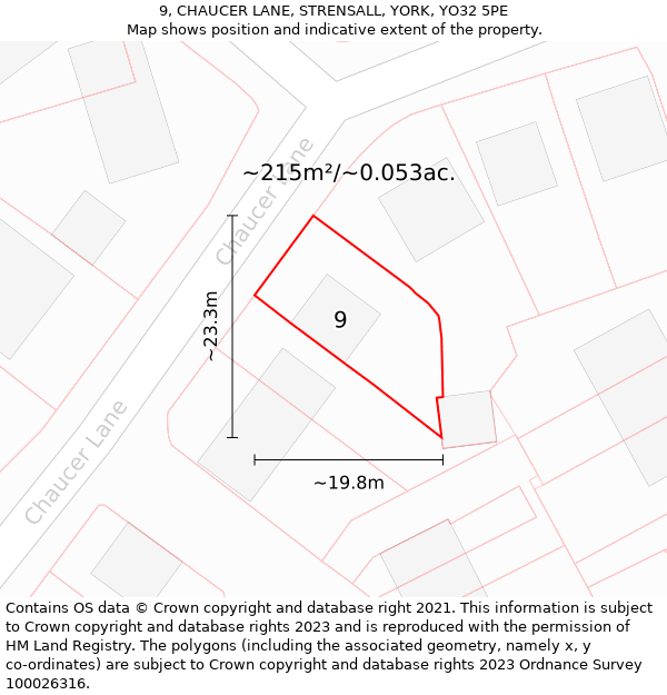 9, CHAUCER LANE, STRENSALL, YORK, YO32 5PE: Plot and title map