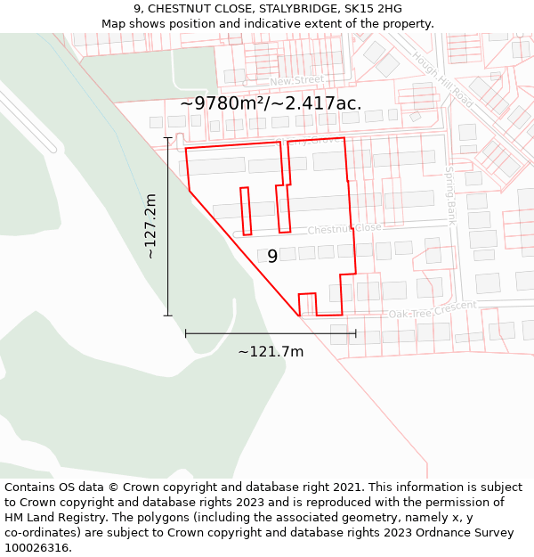 9, CHESTNUT CLOSE, STALYBRIDGE, SK15 2HG: Plot and title map