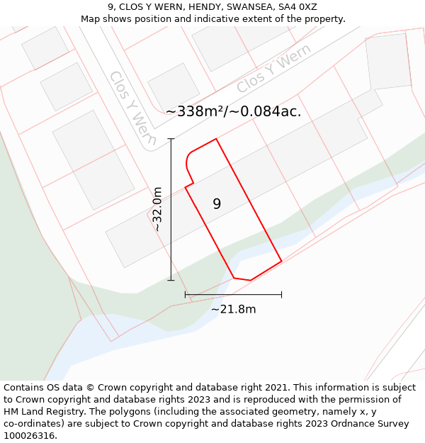 9, CLOS Y WERN, HENDY, SWANSEA, SA4 0XZ: Plot and title map