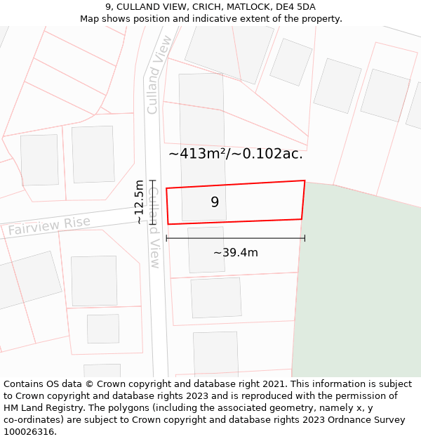 9, CULLAND VIEW, CRICH, MATLOCK, DE4 5DA: Plot and title map