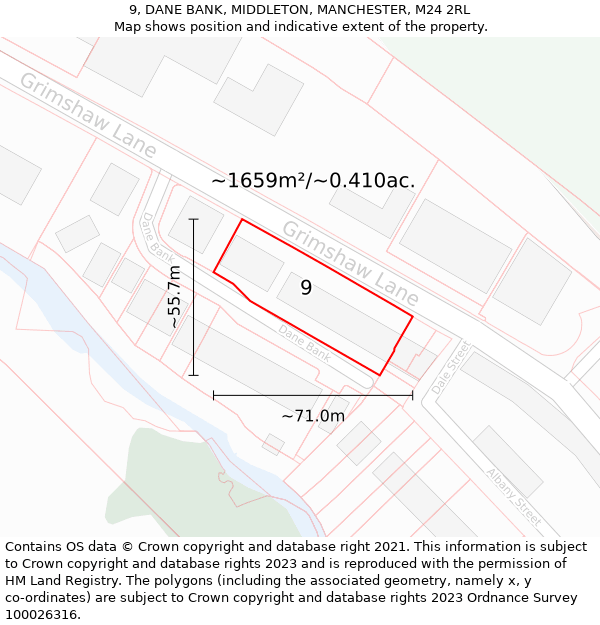 9, DANE BANK, MIDDLETON, MANCHESTER, M24 2RL: Plot and title map