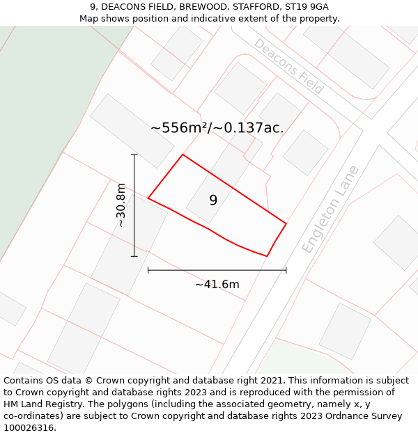 9, DEACONS FIELD, BREWOOD, STAFFORD, ST19 9GA: Plot and title map