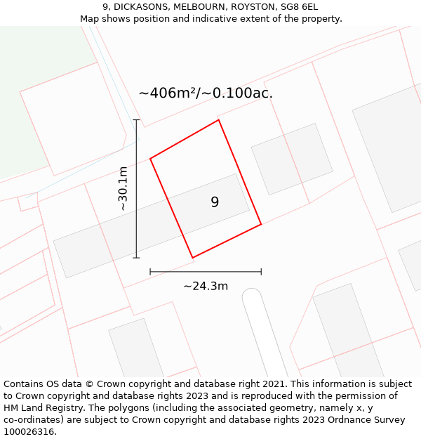 9, DICKASONS, MELBOURN, ROYSTON, SG8 6EL: Plot and title map