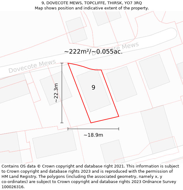 9, DOVECOTE MEWS, TOPCLIFFE, THIRSK, YO7 3RQ: Plot and title map