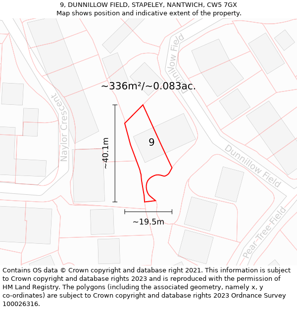 9, DUNNILLOW FIELD, STAPELEY, NANTWICH, CW5 7GX: Plot and title map