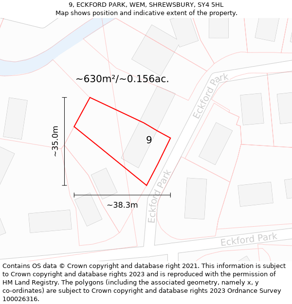 9, ECKFORD PARK, WEM, SHREWSBURY, SY4 5HL: Plot and title map