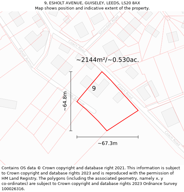 9, ESHOLT AVENUE, GUISELEY, LEEDS, LS20 8AX: Plot and title map