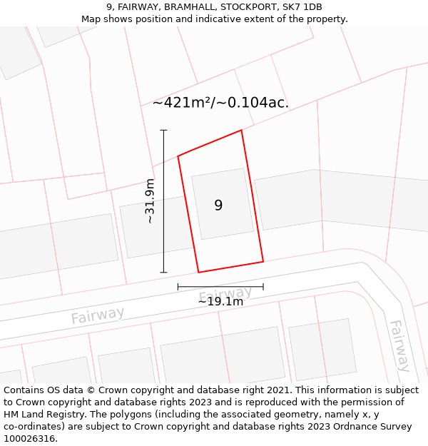 9, FAIRWAY, BRAMHALL, STOCKPORT, SK7 1DB: Plot and title map