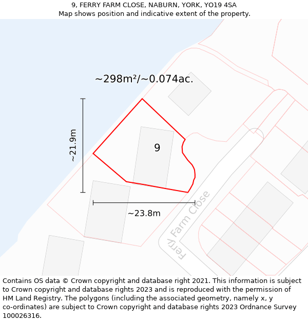 9, FERRY FARM CLOSE, NABURN, YORK, YO19 4SA: Plot and title map