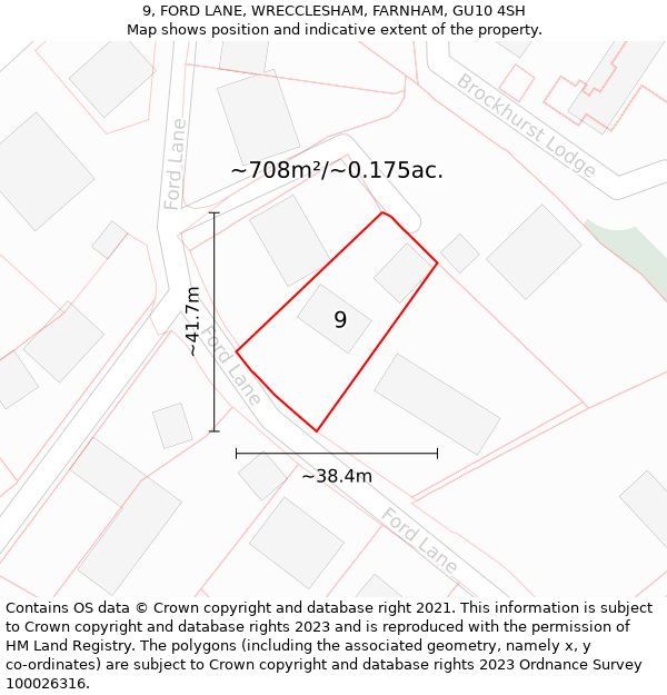 9, FORD LANE, WRECCLESHAM, FARNHAM, GU10 4SH: Plot and title map