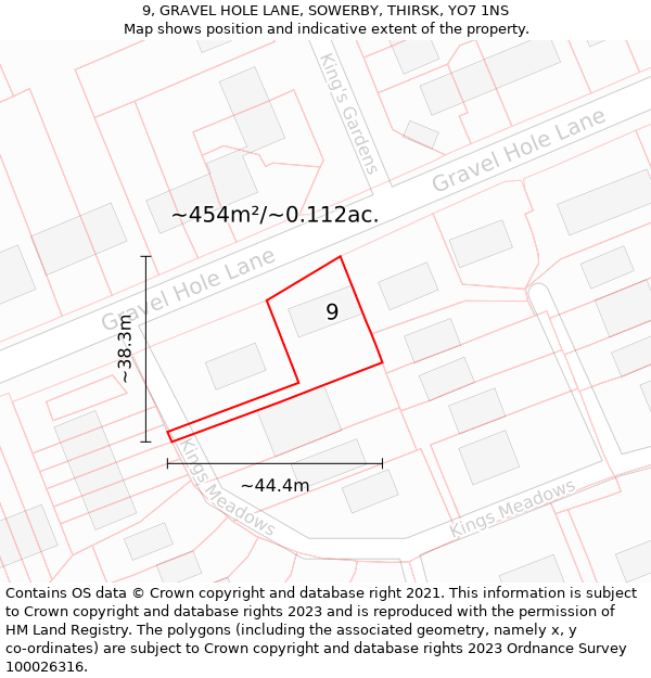 9, GRAVEL HOLE LANE, SOWERBY, THIRSK, YO7 1NS: Plot and title map