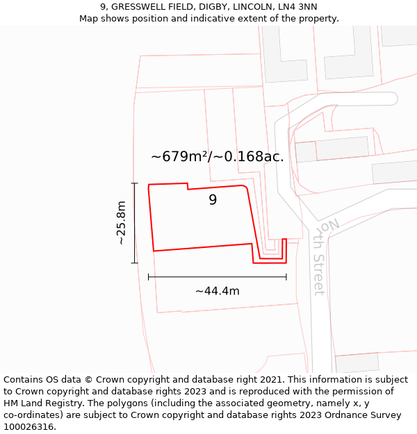 9, GRESSWELL FIELD, DIGBY, LINCOLN, LN4 3NN: Plot and title map