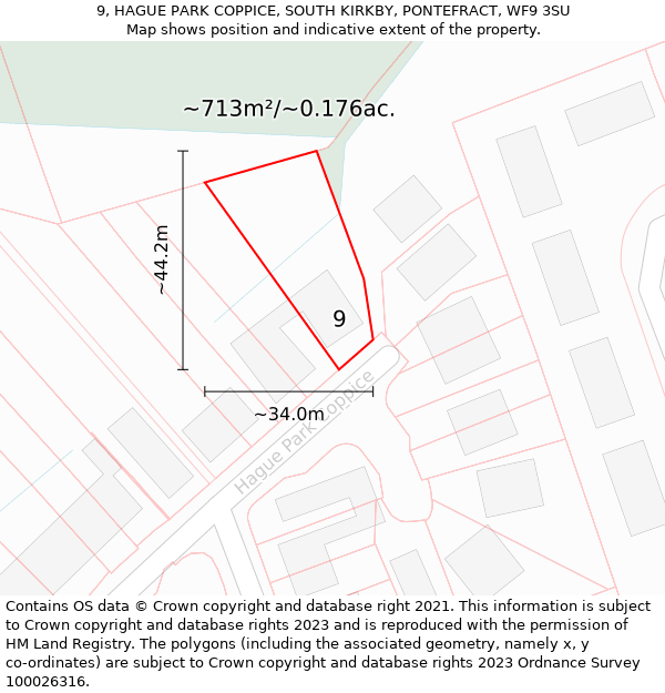 9, HAGUE PARK COPPICE, SOUTH KIRKBY, PONTEFRACT, WF9 3SU: Plot and title map