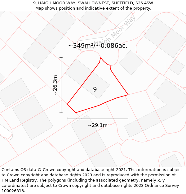 9, HAIGH MOOR WAY, SWALLOWNEST, SHEFFIELD, S26 4SW: Plot and title map