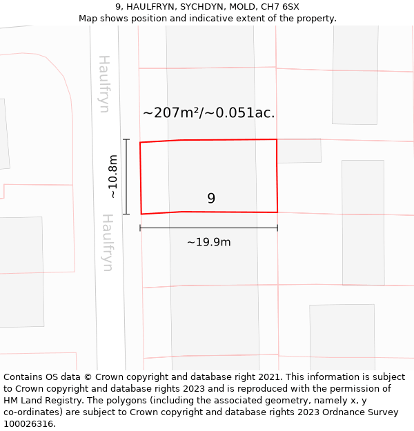 9, HAULFRYN, SYCHDYN, MOLD, CH7 6SX: Plot and title map