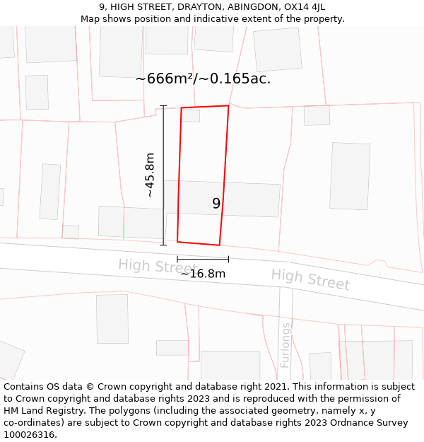 9, HIGH STREET, DRAYTON, ABINGDON, OX14 4JL: Plot and title map