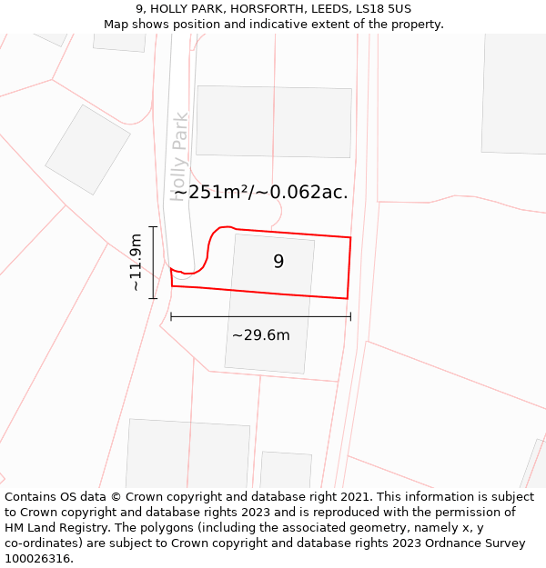 9, HOLLY PARK, HORSFORTH, LEEDS, LS18 5US: Plot and title map