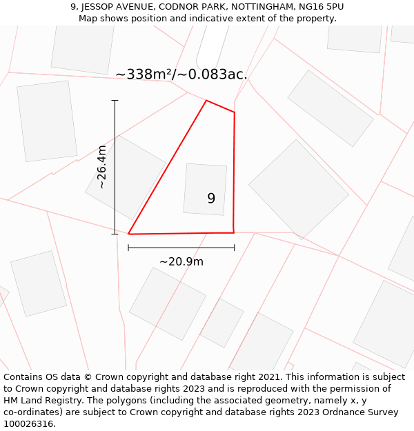 9, JESSOP AVENUE, CODNOR PARK, NOTTINGHAM, NG16 5PU: Plot and title map