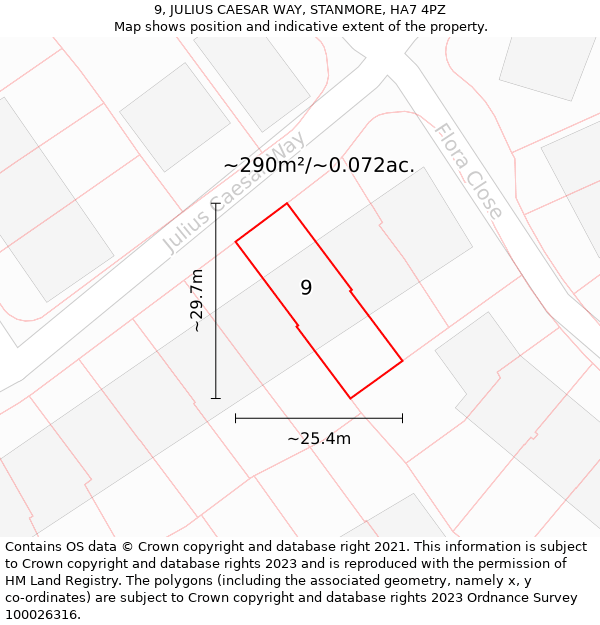 9, JULIUS CAESAR WAY, STANMORE, HA7 4PZ: Plot and title map