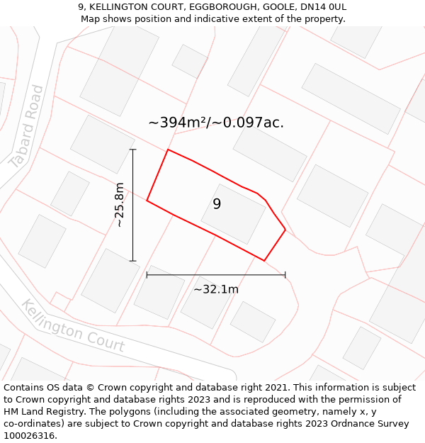 9, KELLINGTON COURT, EGGBOROUGH, GOOLE, DN14 0UL: Plot and title map