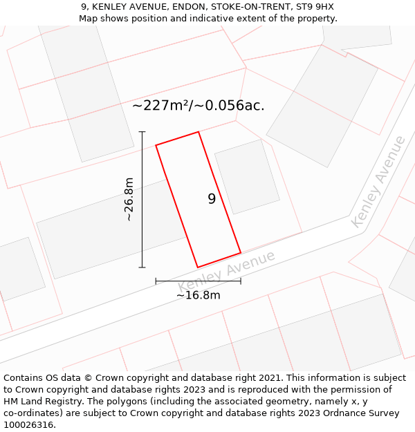 9, KENLEY AVENUE, ENDON, STOKE-ON-TRENT, ST9 9HX: Plot and title map