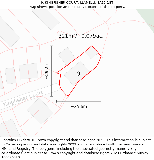 9, KINGFISHER COURT, LLANELLI, SA15 1GT: Plot and title map