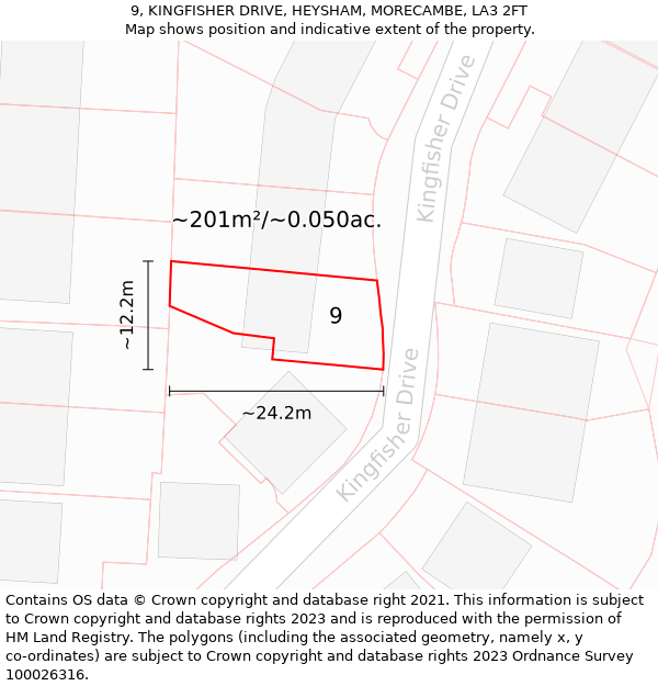 9, KINGFISHER DRIVE, HEYSHAM, MORECAMBE, LA3 2FT: Plot and title map