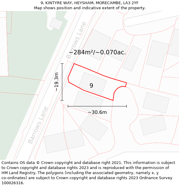 9, KINTYRE WAY, HEYSHAM, MORECAMBE, LA3 2YF: Plot and title map