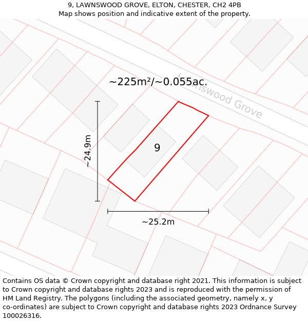 9, LAWNSWOOD GROVE, ELTON, CHESTER, CH2 4PB: Plot and title map