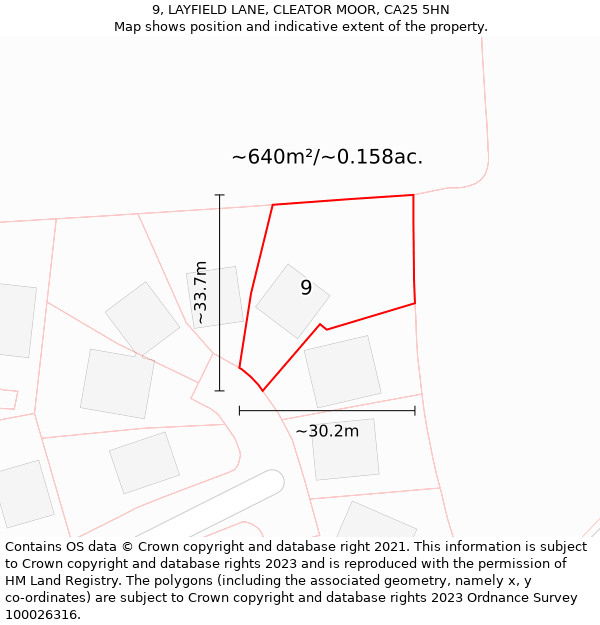 9, LAYFIELD LANE, CLEATOR MOOR, CA25 5HN: Plot and title map