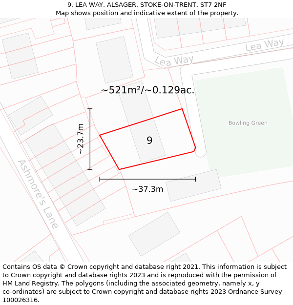 9, LEA WAY, ALSAGER, STOKE-ON-TRENT, ST7 2NF: Plot and title map