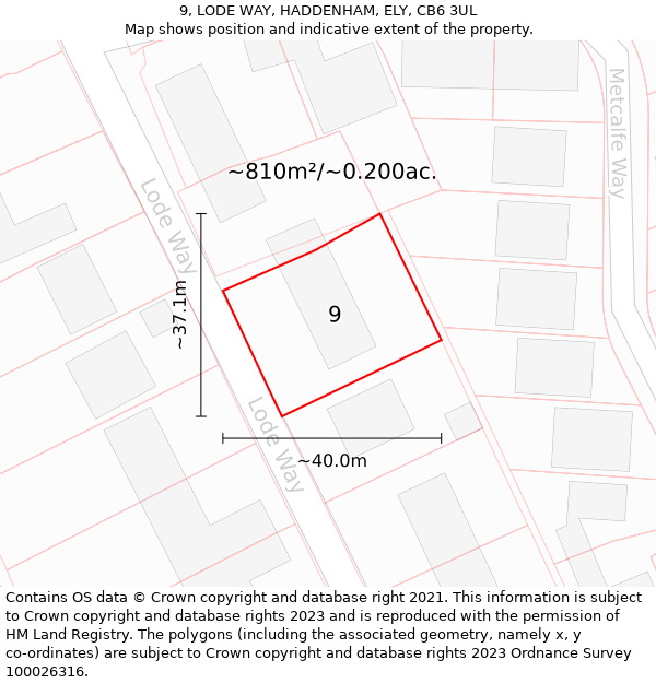 9, LODE WAY, HADDENHAM, ELY, CB6 3UL: Plot and title map