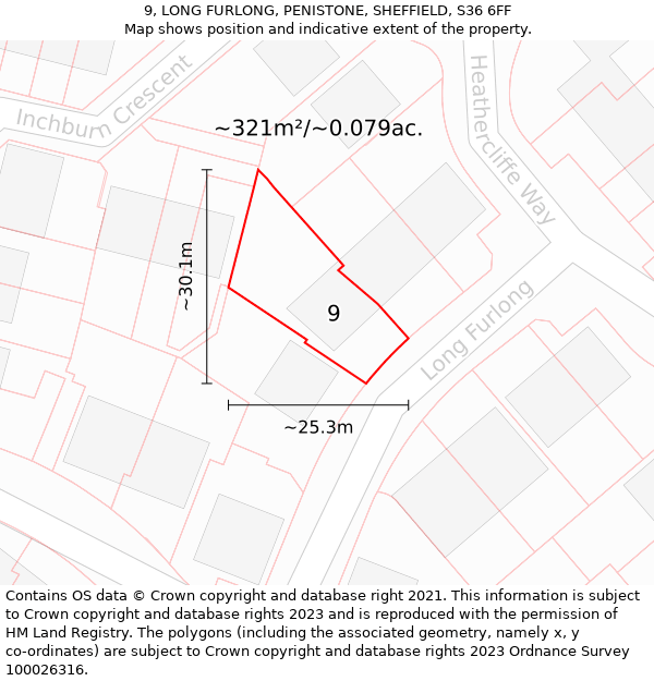 9, LONG FURLONG, PENISTONE, SHEFFIELD, S36 6FF: Plot and title map