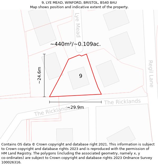 9, LYE MEAD, WINFORD, BRISTOL, BS40 8AU: Plot and title map