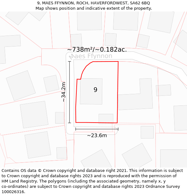 9, MAES FFYNNON, ROCH, HAVERFORDWEST, SA62 6BQ: Plot and title map