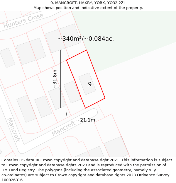 9, MANCROFT, HAXBY, YORK, YO32 2ZL: Plot and title map