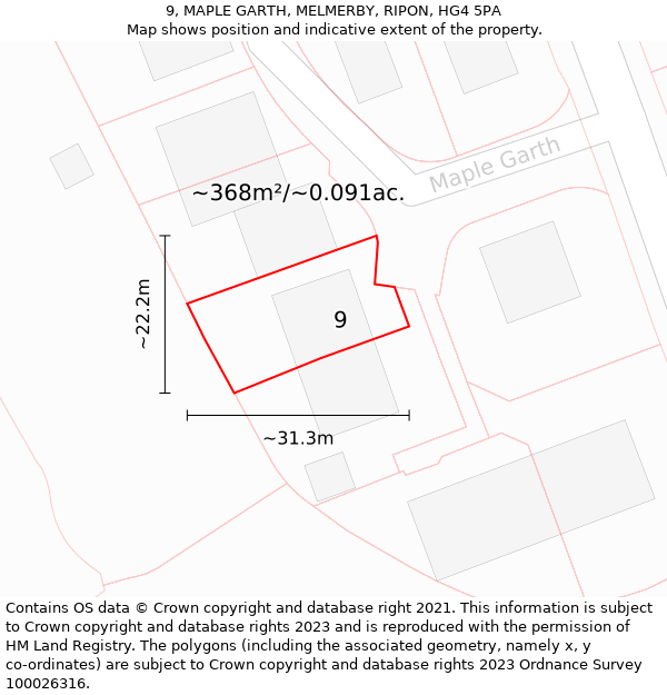 9, MAPLE GARTH, MELMERBY, RIPON, HG4 5PA: Plot and title map